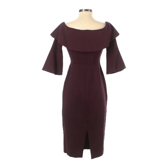 Babaton Ruffled Giovanni Off Shoulder Fitted Bodycon Dress 2 3/4 Sleeves Holiday - Picture 2 of 8